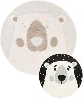 Detský koberec Medveď béžový a šedý (Kruhový koberec v)