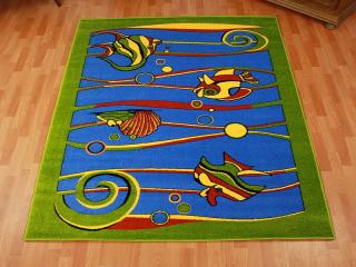 Detský koberec Rybky zelený (Kusový koberec rozmerov od)