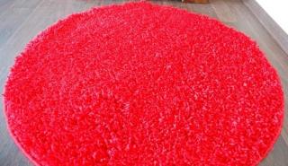 Koberec Shaggy Parisian červený kruh (Červený Shaggy koberec)