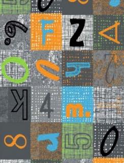 Metrážový detský koberec Alphabet 129 (Detský slučkový koberec)