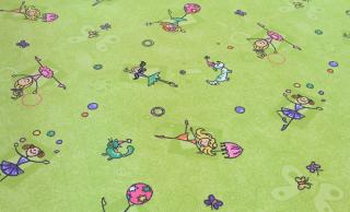 Metrážový detský koberec Betty 1232 zelený (Detský velúrový)
