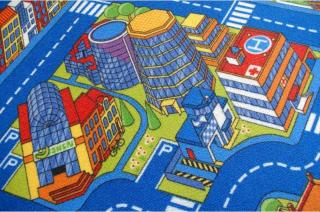 Metrážový detský koberec Big City modrý (Detský koberec v)