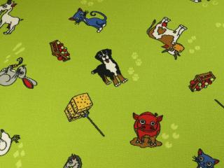 Metrážový detský koberec Farma zelený (Detský slučkový koberec)