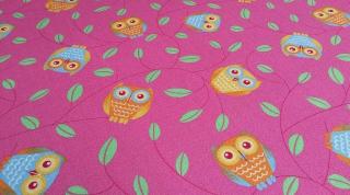 Metrážový detský koberec Happy Owl  (Detský koberec sovy v)