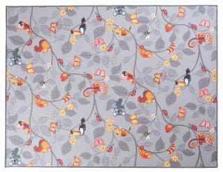 Metrážový detský koberec Happy tree 90 šedý (Detský velúrový)