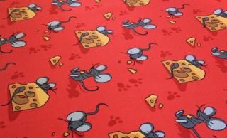 Metrážový detský koberec myši Oscar 001 červený (Detský)
