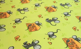 Metrážový detský koberec myši Oscar 002 zelený (Detský)