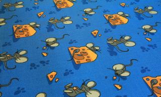 Metrážový detský koberec myši Oscar 008 modrý (Detský slučkový)