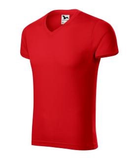 146 SLIM FIT V-NECK TRIČKO PÁNSKE malfni 07 ČERVENÉ