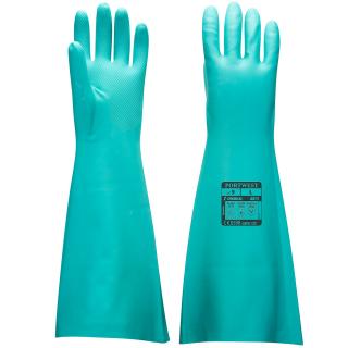 A813 - Predĺžené Nitrilové rukavice chemické Portwest zelené