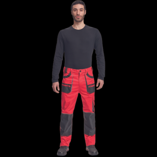 Bavlnené montérkové nohavice do pásu FF HANS červená/antracit