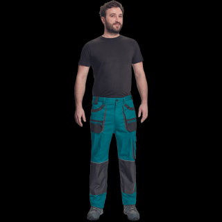 Bavlnené montérkové nohavice do pásu FF HANS zelená/antracit
