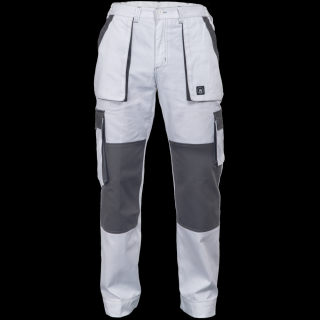 Bavlnené montérkové nohavice MAX SUMMER do pásu biela/sivá