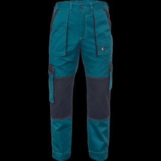 Bavlnené montérkové nohavice MAX SUMMER do pásu petrolejová/čierna