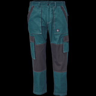 Bavlnené montérkové nohavice MAX SUMMER do pásu zelená/čierna