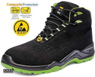 Bezpečnostná obuv - HALWILL S1P členok ESD SRC čierno/zelené
