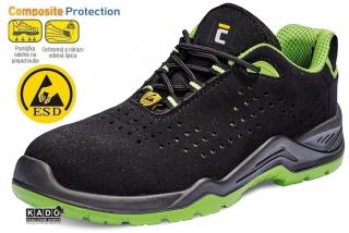 Bezpečnostná obuv - Halwill S1P poltopánky ESD SRC čierno/zelené ()