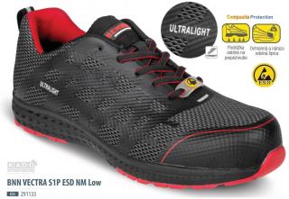 Bezpečnostná obuv ultraľahká BENNON VECTRA S1P ESD NM LOW červená ()