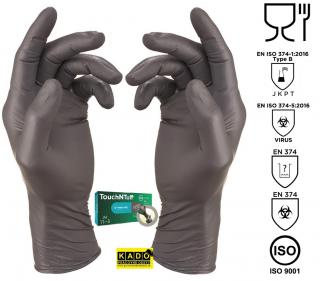 Chemické jednorázové rukavice TOUCH N TUFF ANSELL (93-250) NEPUDR ČIERNE