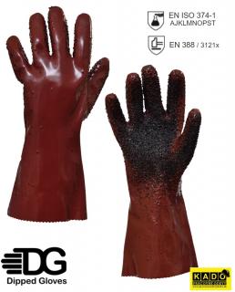 Chemické rukavice UNIVERSAL ROUGHENED 35cm V. 10 červené