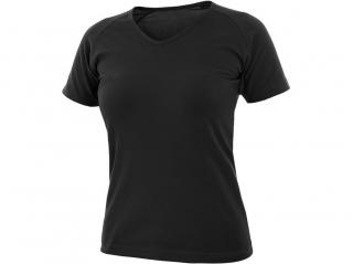 Dámske bavlnené tričko s elastanom do V ELLA CXS 180g čierne