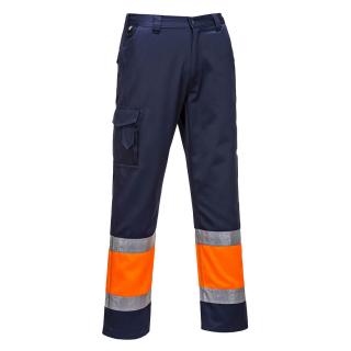 L049 - Hi-Vis Combat ľahké dvojfarebné nohavice Portwest navy/oranžová