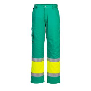 L049 - Hi-Vis Combat ľahké dvojfarebné nohavice Portwest zelená/žltá
