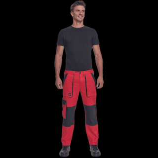Montérkové bavlnené nohavice do pásu MAX NEO CERVA červená/čierna