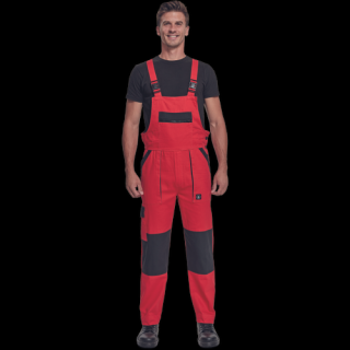 Montérkové bavlnené nohavice na traky MAX NEO CERVA červeno/čierne