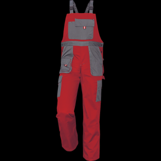 Montérkové nohavice MAX EVOLUTION s náprsenkou červeno/sivé DOPREDAJ