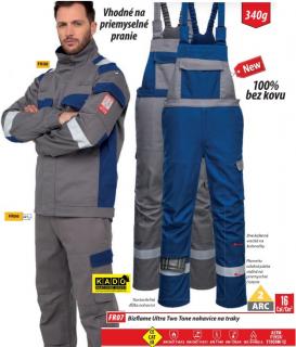 multinormové pracovné nohavice FR07 PW na traky sivo/modré