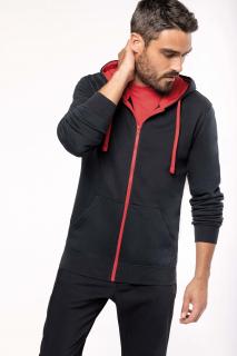 Pánska mikina k466 Contrast Hooded Sweatshirt čierna/červená