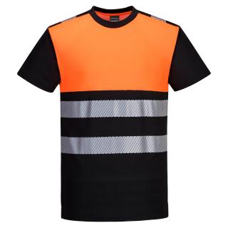 Polobavlnené reflexné tričko PW311 Portwest oranžovo/čierne