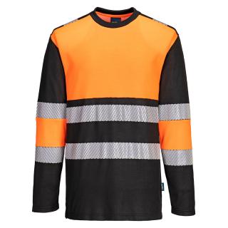 Polobavlnené reflexné tričko s dlhým rukávom PW312 PORTWEST oranž/čierne