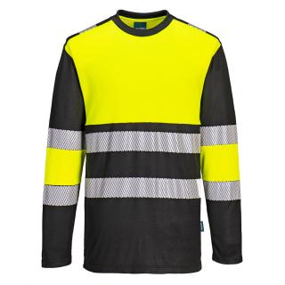 Polobavlnené reflexné tričko s dlhým rukávom PW312 PORTWEST žlto/čierne