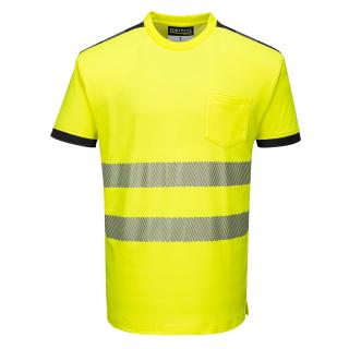 Polobavlnené reflexné tričko T181 PORTWEST žlto/čierne