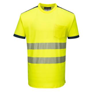 Polobavlnené reflexné tričko T181 PORTWEST žlto/modré