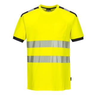 Polobavlnené reflexné tričko T181 PORTWEST žlto/sivé