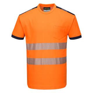 Polobavlnené reflexné tričko T181 VISION PORTWEST oranž/modrá