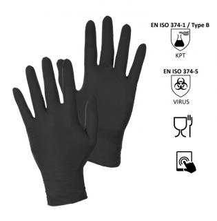 Pracovné jednorázové nitrilové rukavice STERN CXS nepudr čierne