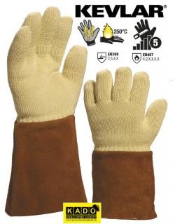 Pracovné kevlárové tepelne, protiporezu odolné rukavice KCA15 DELTAPLUS