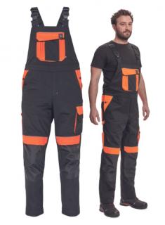 Pracovné nohavice s trakmi MAX VIVO CERVA čierno/oranžové