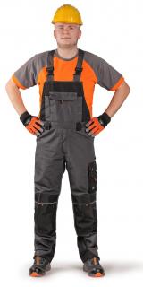Pracovné odevy-Monérkové Nohavice SIRIUS TRISTAN CXS s náprsenkou šedo-oranžové