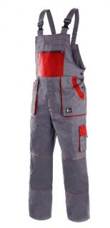 Pracovné odevy - mont. Nohavice LUXY ROBIN na traky sivo-červené