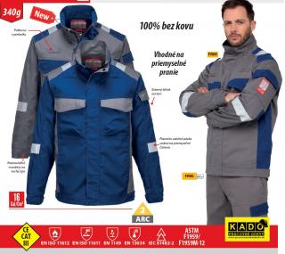 Pracovné odevy-multinormová pracovná blúza FR08 PW sivá/modrá
