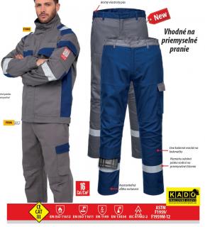 Pracovné odevy-multinormové pracovné nohavice FR06 PW do pásu sivo/modré