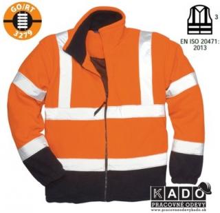 Pracovné odevy-reflexná fleece bunda PORTWEST f301 oranžová/tmavomodrá