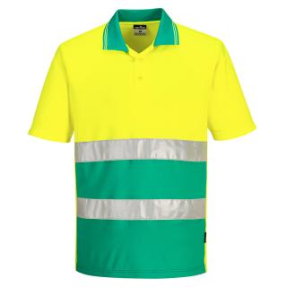 Pracovné odevy-reflexná polokošeľa PORTWEST S175 žltá/zelená