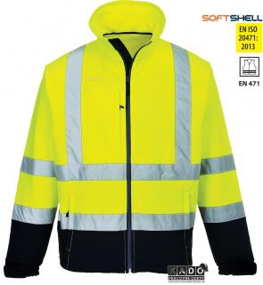 Pracovné odevy - Reflexná softshellová bunda PW S425 HI-VIS