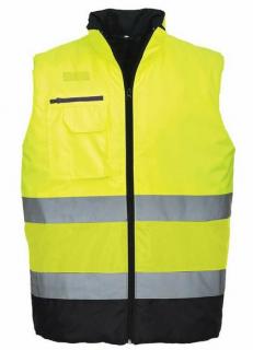 Pracovné odevy - reflexná zateplená vesta PORTWEST s267 TWO TONE žltá